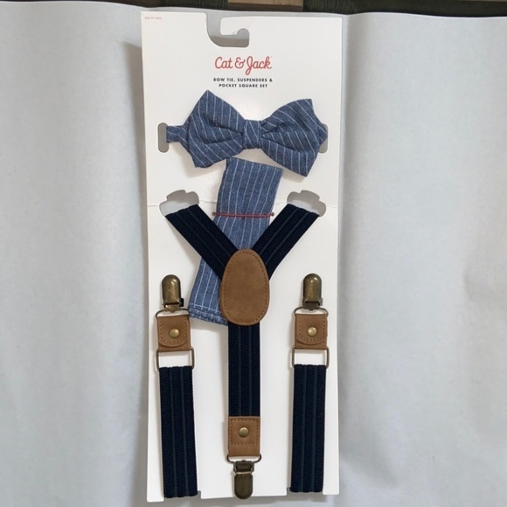 Cat and Jack Suspenders, Bow Tie & pocket square set